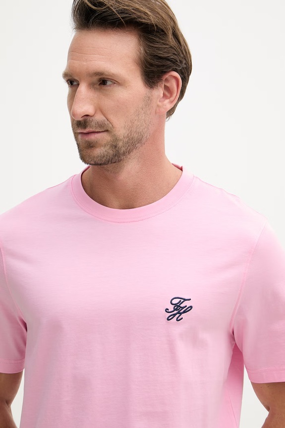 Tommy Hilfiger maglietta basic da uomo in cotone SUMMER rosa MW0MW43066