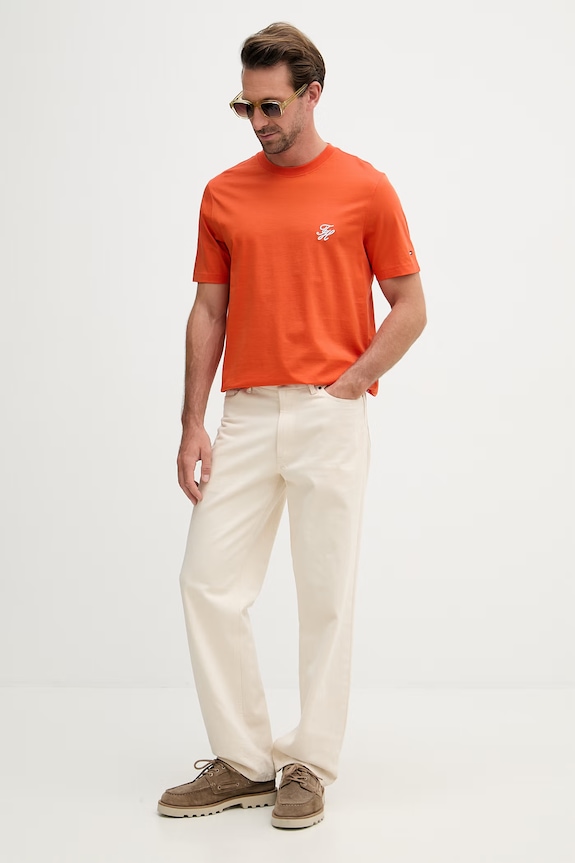 Tommy Hilfiger maglietta basic da uomo in cotone SUMMER MW0MW43066 arancione SS26