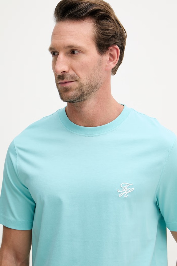 Tommy Hilfiger maglietta basic da uomo in cotone SUMMER turchese MW0MW43066