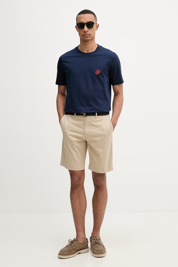 Tommy Hilfiger basic tričko pánske bavlnené SUMMER MW0MW43066 tmavomodrá SS26