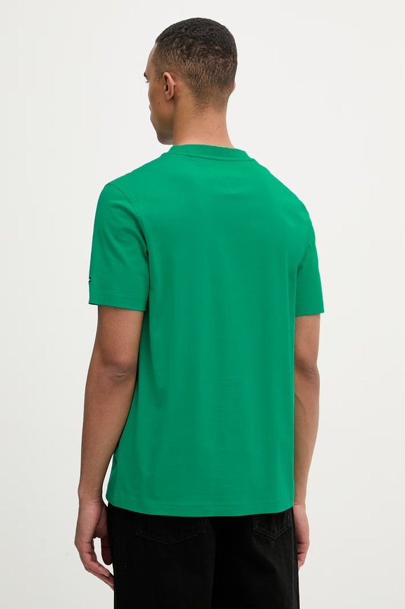 Ρούχα Tommy Hilfiger βασικό ανδρικό βαμβακερό t-shirt SUMMER MW0MW43066 πράσινο
