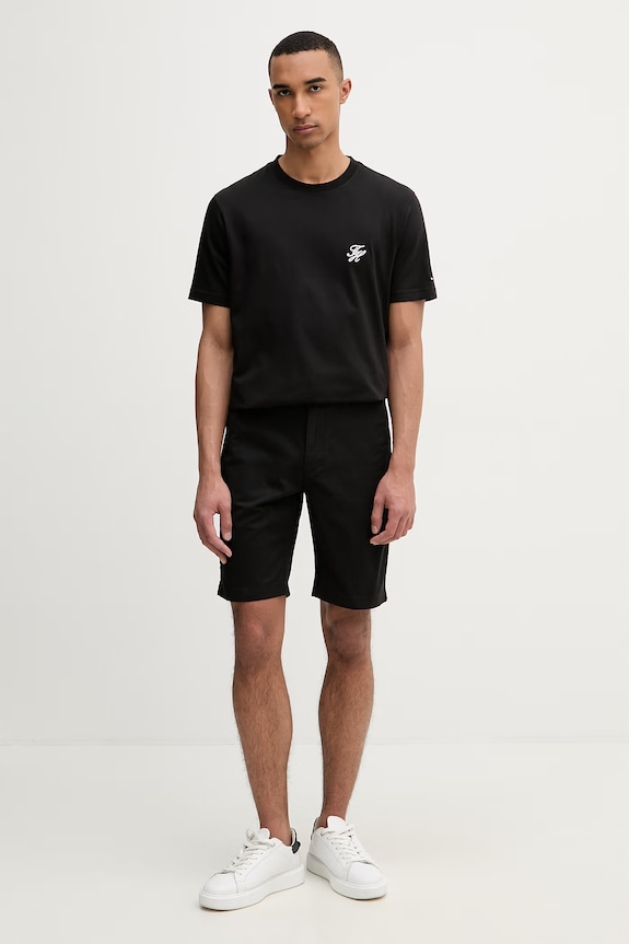 Tommy Hilfiger t-shirt basic Ανδρικό βαμβακερό SUMMER MW0MW43066 μαύρο SS26