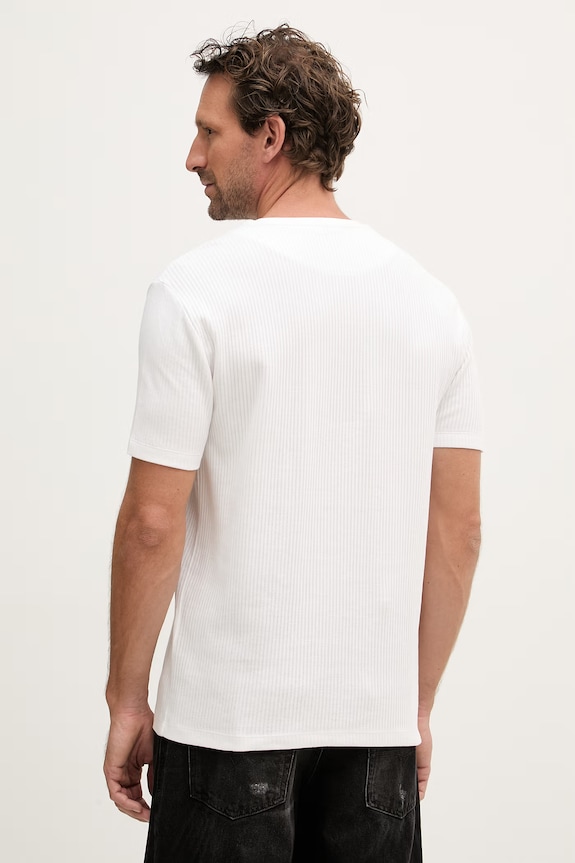 Odzież U.S. Polo Assn. t-shirt męski bawełniany RIB TEXTURE MUP4646 biały