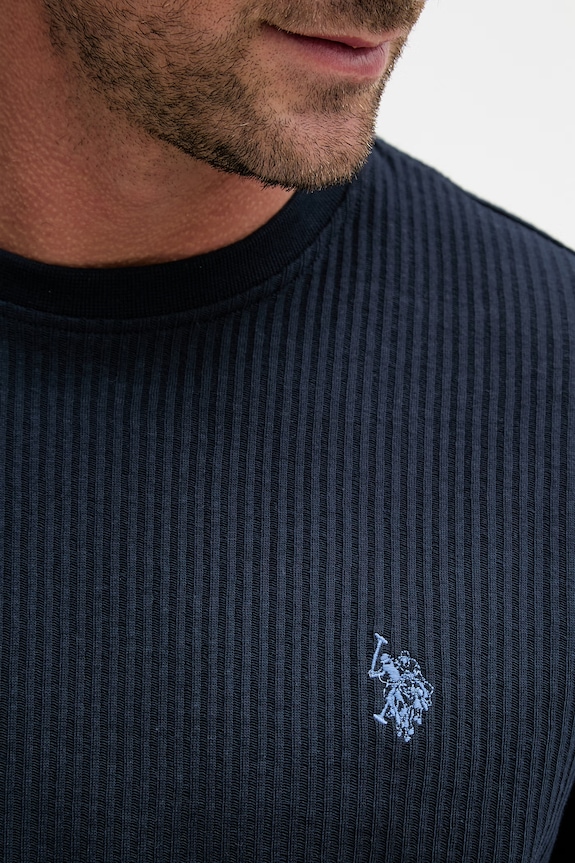 U.S. Polo Assn. t-shirt męski bawełniany RIB TEXTURE MUP4646 granatowy