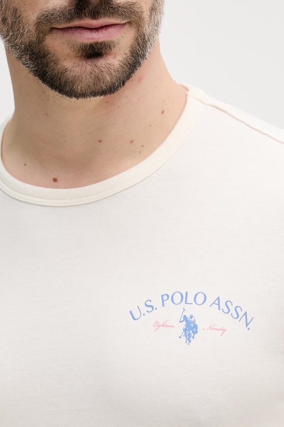 U.S. Polo Assn. t-shirt da uomo in cotone SPIRIT OF SPORT BACK GRAPHIC MUP4648 beige