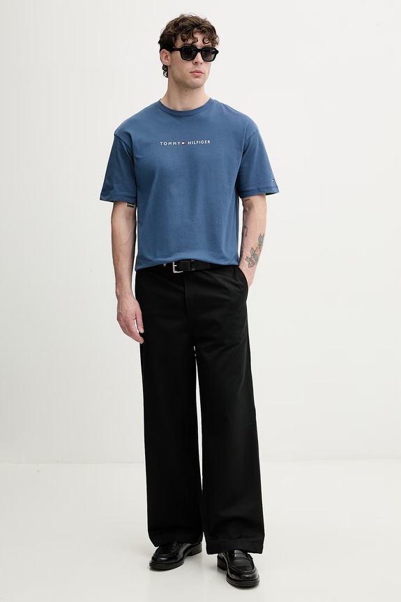 Tommy Hilfiger T-shirt męski bawełniany UM0UM03643 granatowy SS26