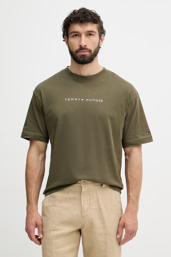 Tommy Hilfiger t-shirt ανδρικό βαμβακερό πράσινο UM0UM03643