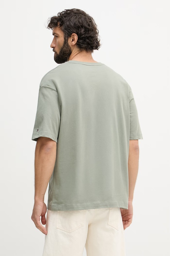 Ρούχα Tommy Hilfiger t-shirt ανδρικό βαμβακερό UM0UM03643 πράσινο