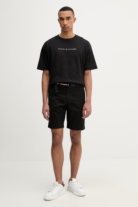 Tommy Hilfiger t-shirt ανδρικός βαμβακερός UM0UM03643 μαύρο SS26