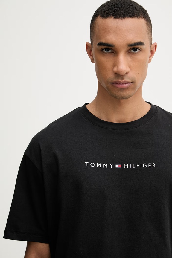 Tommy Hilfiger t-shirt ανδρικός βαμβακερός μαύρο UM0UM03643