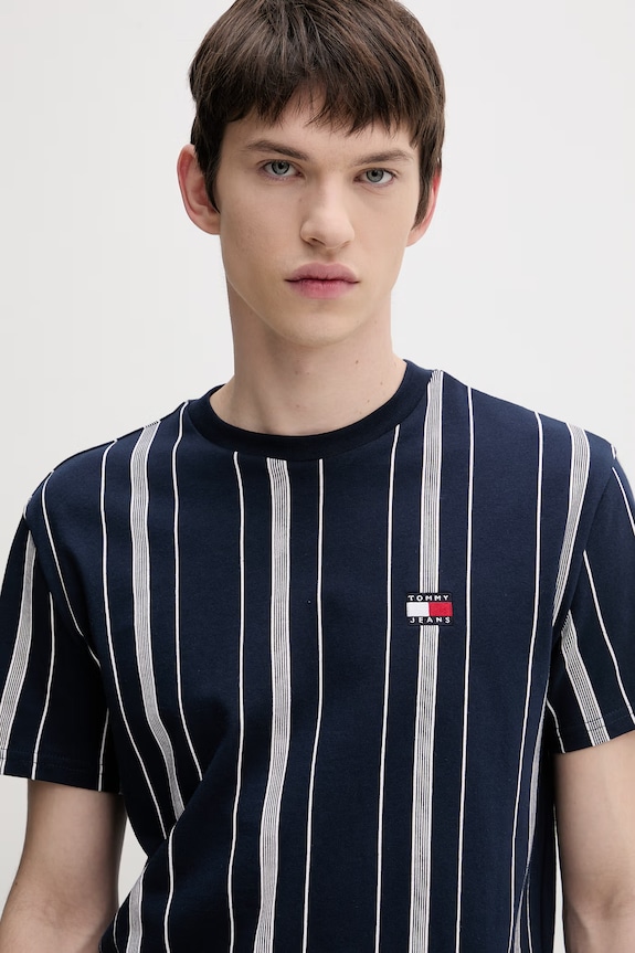 Tommy Jeans tričko pánské bavlněné námořnická modř DM0DM21939
