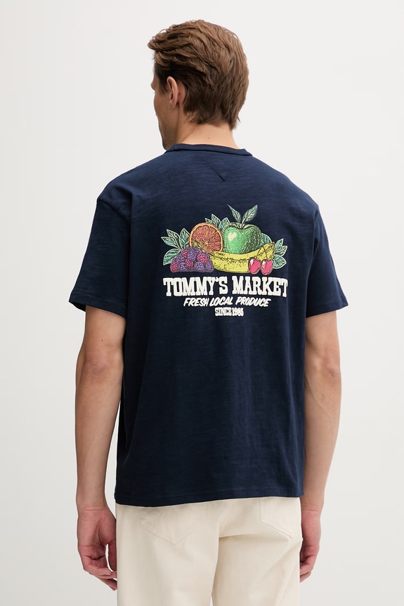 Tommy Jeans T-shirt oversize męski bawełniany granatowy DM0DM22512