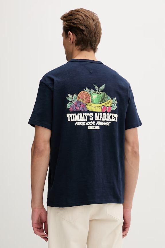 Tommy Jeans T-shirt oversize da uomo in cotone blu navy DM0DM22512