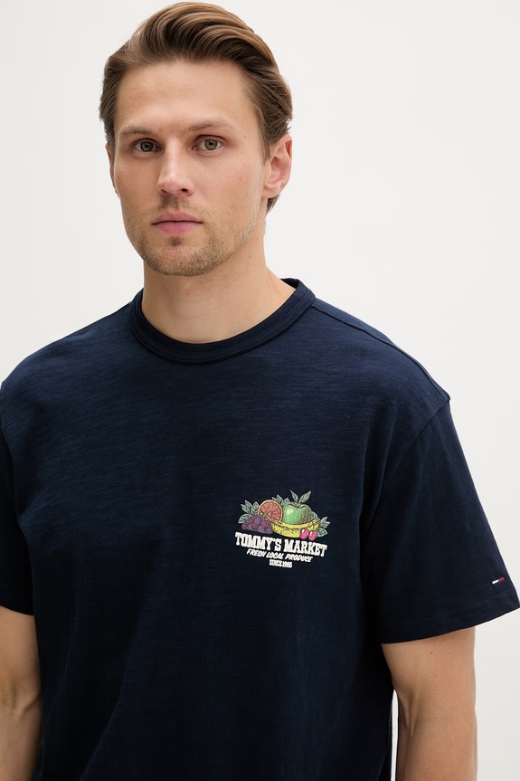 Tommy Jeans T-shirt oversize męski bawełniany granatowy DM0DM22512