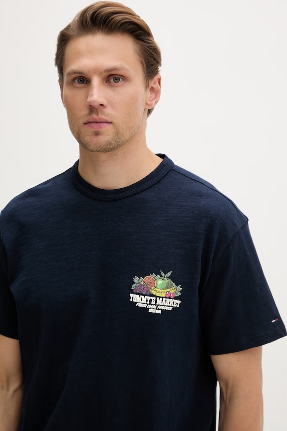 Tommy Jeans T-shirt oversize da uomo in cotone blu navy DM0DM22512