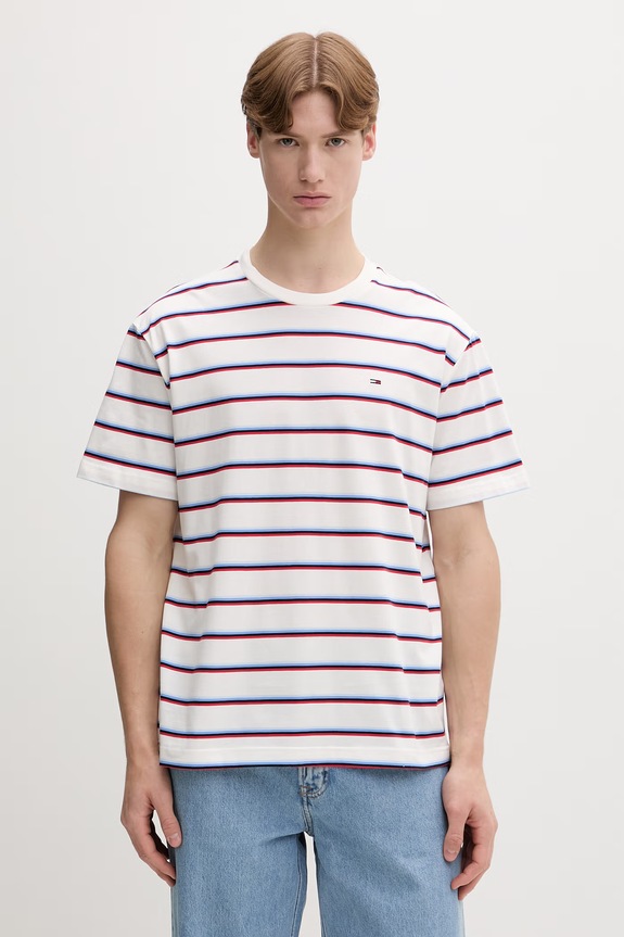 Tommy Jeans tričko pánské bavlněné bílá DM0DM22516