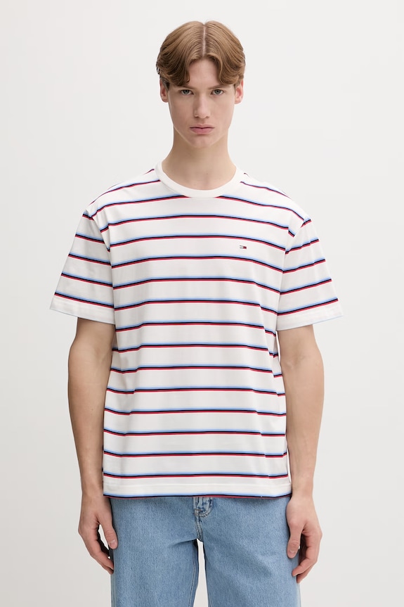 Tommy Jeans tričko pánské bavlněné bílá DM0DM22516