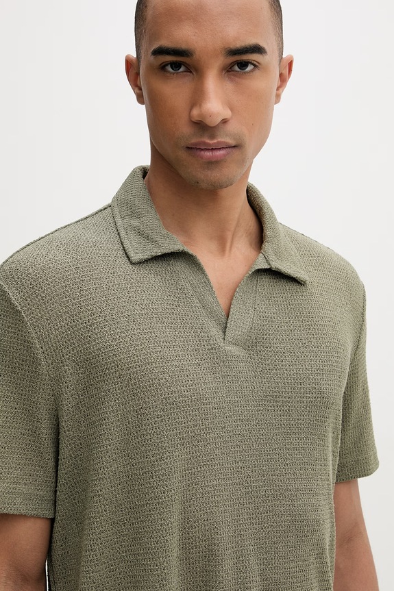 Calvin Klein polo swetrowe męskie z wiskozą zielony LV00NM2986