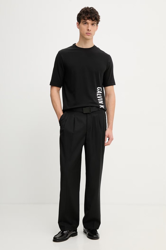 Calvin Klein majica za muškarce s pamukom LV00NM3019 crna SS26