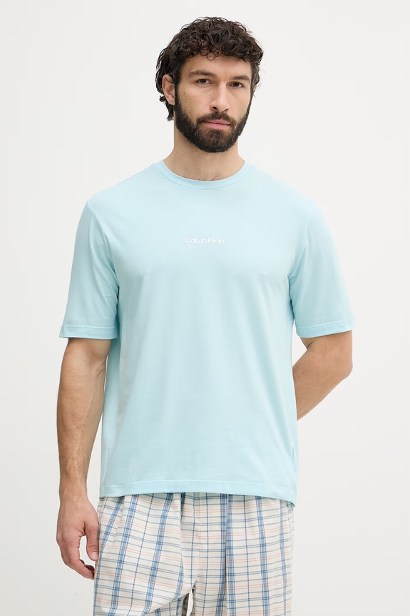 Calvin Klein tričko pánske s bavlnou tyrkysová LV00NM3021