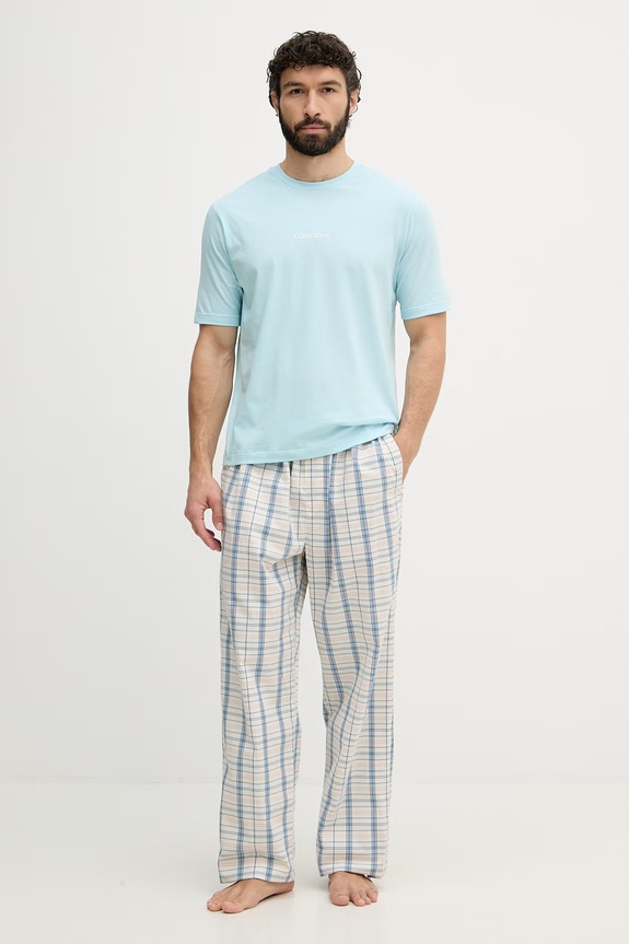 Calvin Klein tričko pánske s bavlnou LV00NM3021 tyrkysová SS26