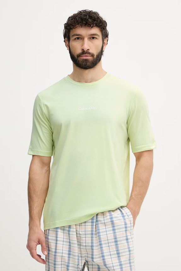 Calvin Klein T-shirt męski z bawełną zielony LV00NM3021