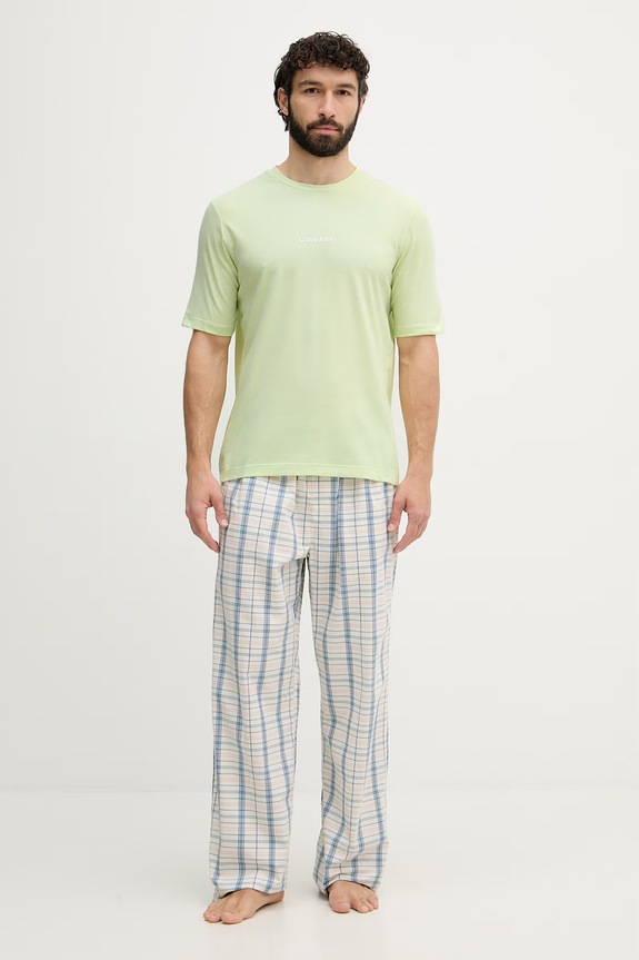 Calvin Klein T-shirt męski z bawełną LV00NM3021 zielony SS26