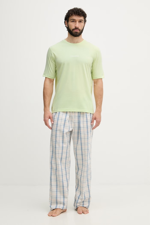 Calvin Klein T-shirt męski z bawełną LV00NM3021 zielony SS26