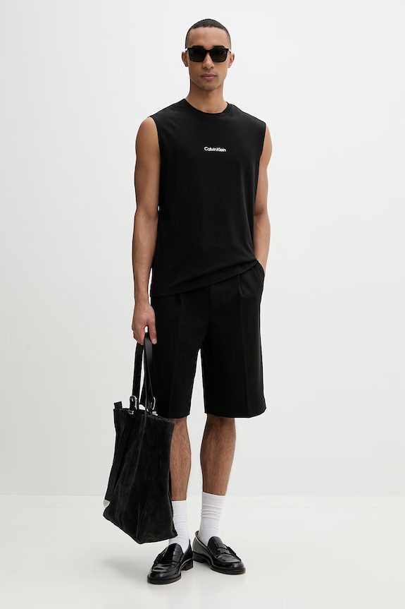 Calvin Klein top pánsky s bavlnou LV00NM3023 čierna SS26