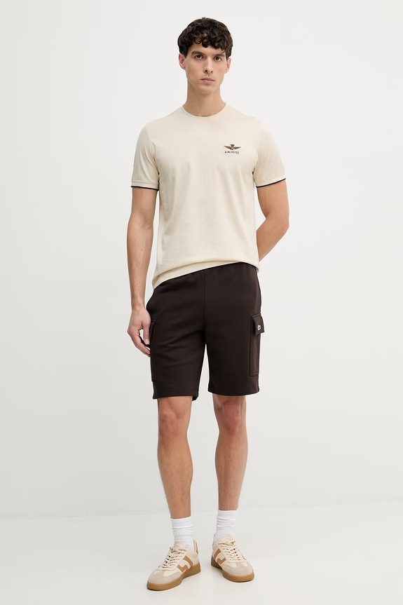 Aeronautica Militare tricou bărbați, din bumbac TS2508UJ00682 bej SS26