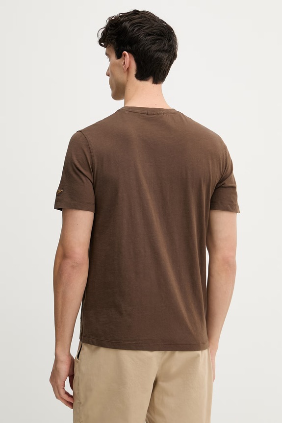 Odzież Aeronautica Militare t-shirt męski bawełniany TS2526UJ00686 brązowy