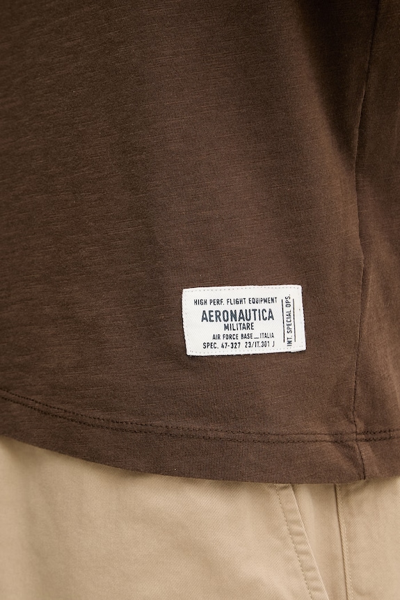 Aeronautica Militare t-shirt męski bawełniany TS2526UJ00686 brązowy