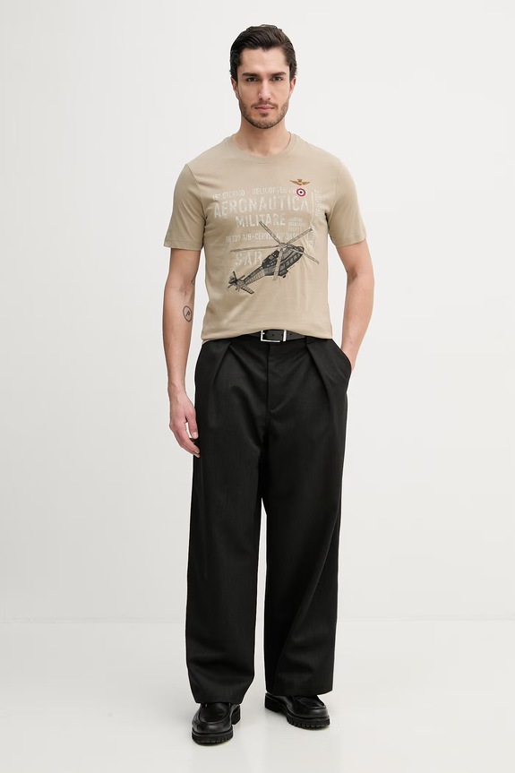 Aeronautica Militare tricou din bumbac TS2528UJ00641 verde SS26