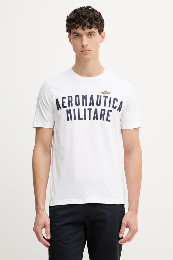Aeronautica Militare tricou din bumbac imprimeu alb TS2531UJ00641