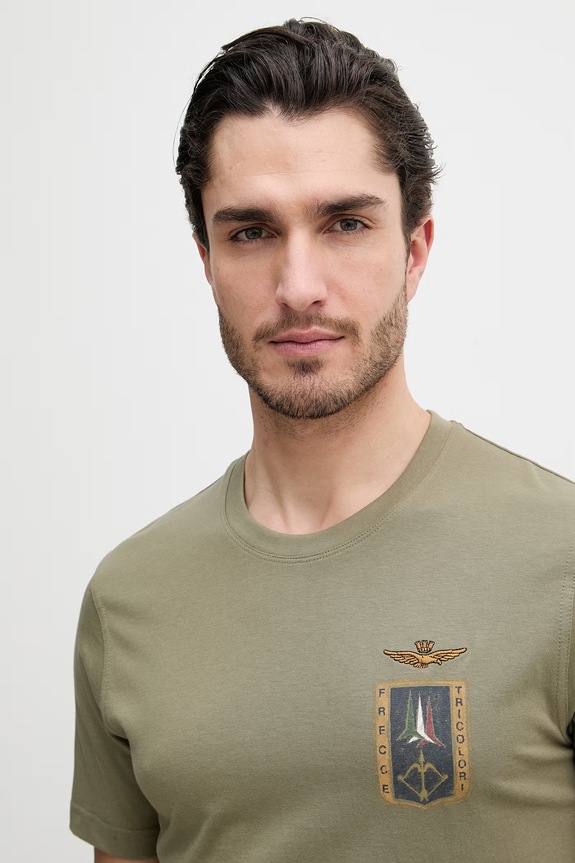 Bavlněné tričko Aeronautica Militare zelená TS2534UJ00641