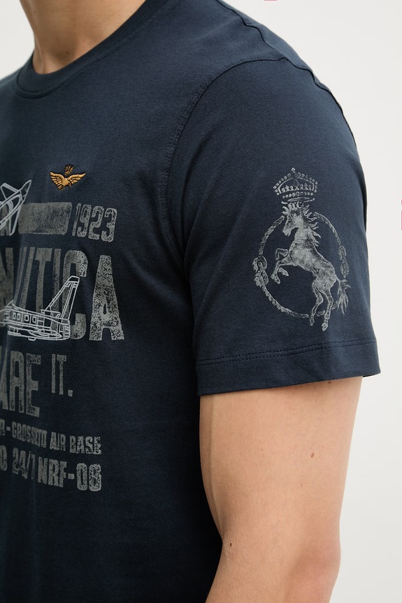 Aeronautica Militare tricou din bumbac TS2535UJ00641 bleumarin