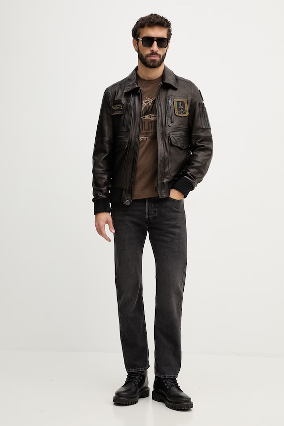 Bavlněné tričko Aeronautica Militare TS2535UJ00641 hnědá SS26