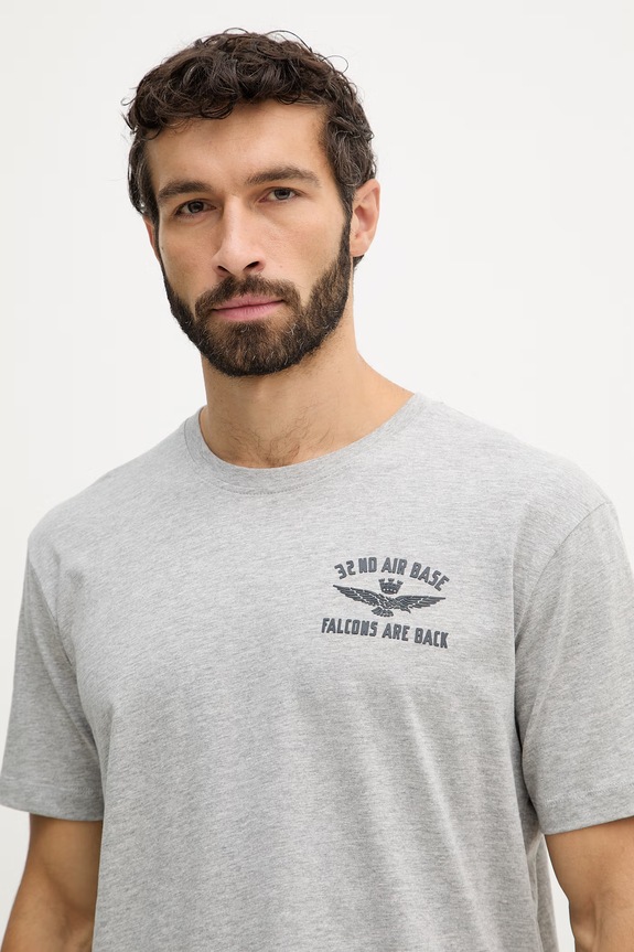 Βαμβακερό μπλουζάκι Aeronautica Militare γκρί TS2539UJ00727