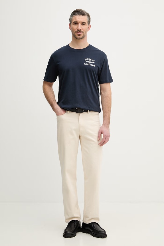 Βαμβακερό μπλουζάκι Aeronautica Militare TS2539UJ00727 σκούρο μπλε SS26
