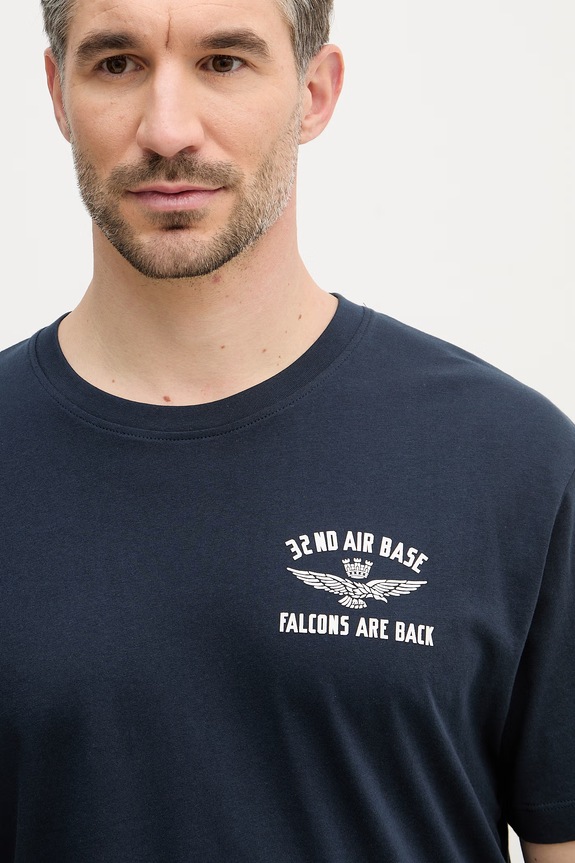 Βαμβακερό μπλουζάκι Aeronautica Militare σκούρο μπλε TS2539UJ00727