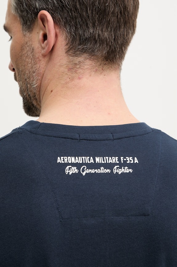 Βαμβακερό μπλουζάκι Aeronautica Militare TS2539UJ00727 σκούρο μπλε