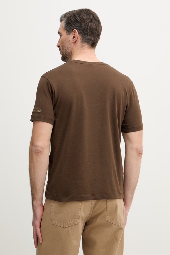 Ρούχα Βαμβακερό μπλουζάκι Aeronautica Militare TS2540UJ00727 καφέ