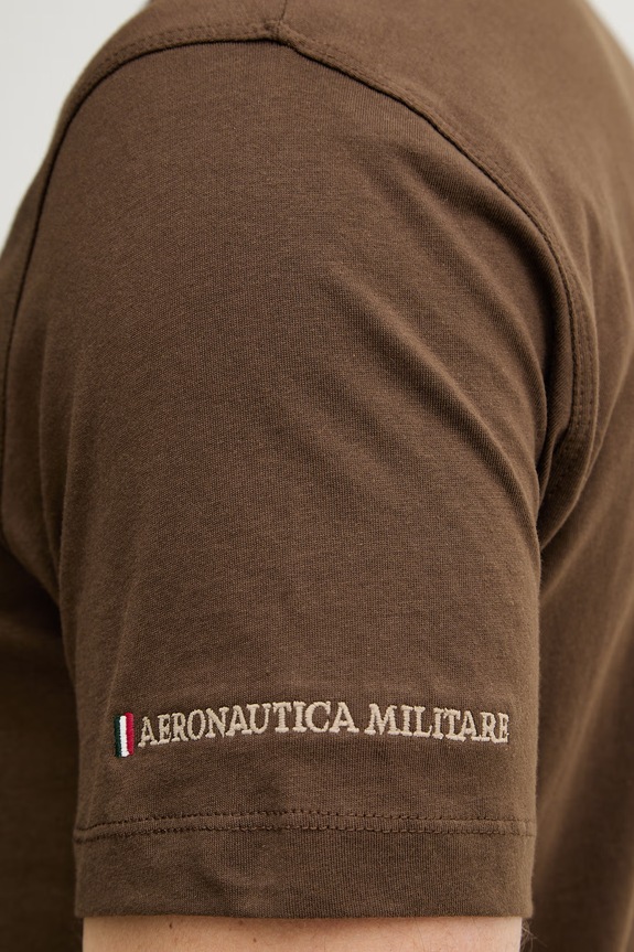 Βαμβακερό μπλουζάκι Aeronautica Militare TS2540UJ00727 καφέ