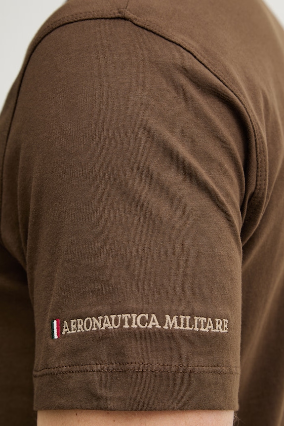 Βαμβακερό μπλουζάκι Aeronautica Militare TS2540UJ00727 καφέ