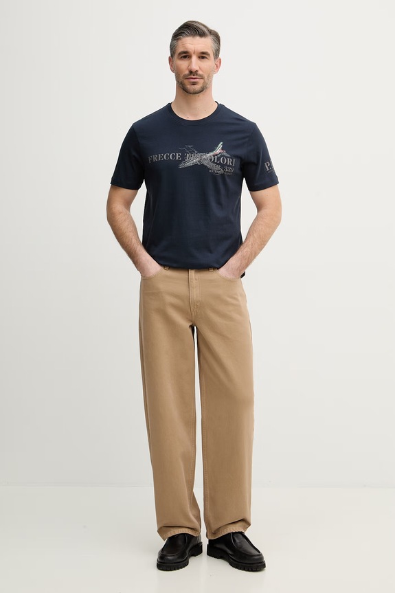 Βαμβακερό μπλουζάκι Aeronautica Militare TS2541UJ00727 σκούρο μπλε SS26