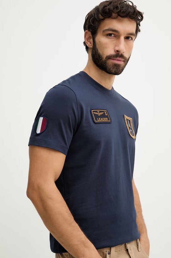 Bavlnené tričko Aeronautica Militare tmavomodrá TS2544UJ00592