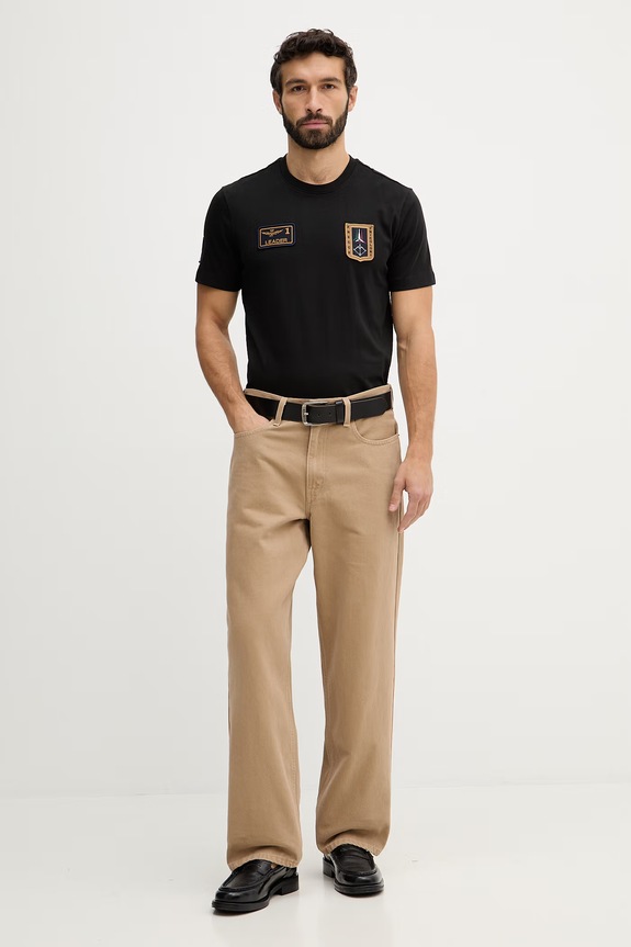 Aeronautica Militare tricou din bumbac TS2544UJ00592 negru SS26