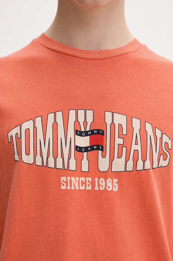 Tommy Jeans férfi pamut póló DM0DM22520 narancssárga