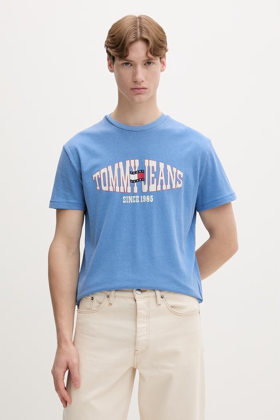 Tommy Jeans tričko pánské bavlněné modrá DM0DM22520