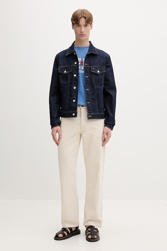 Tommy Jeans tričko pánské bavlněné DM0DM22520 modrá SS26